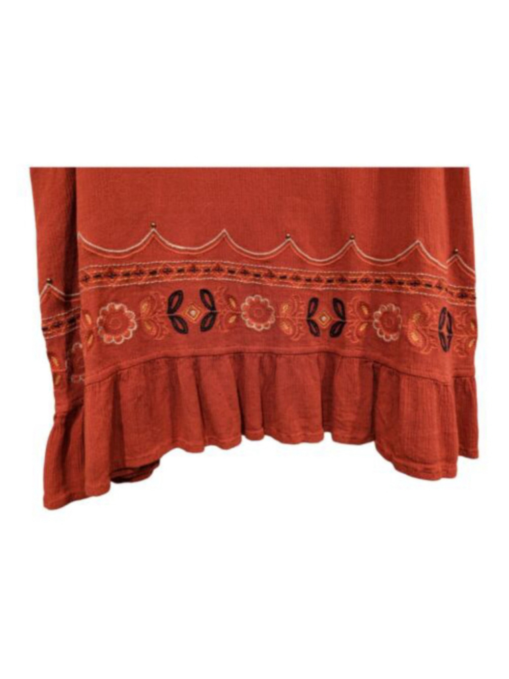 Coco + Jaimeson Top Ladies Med Rust Sleeveless Blouse Floral Embroidery Boho - Picture 4 of 9